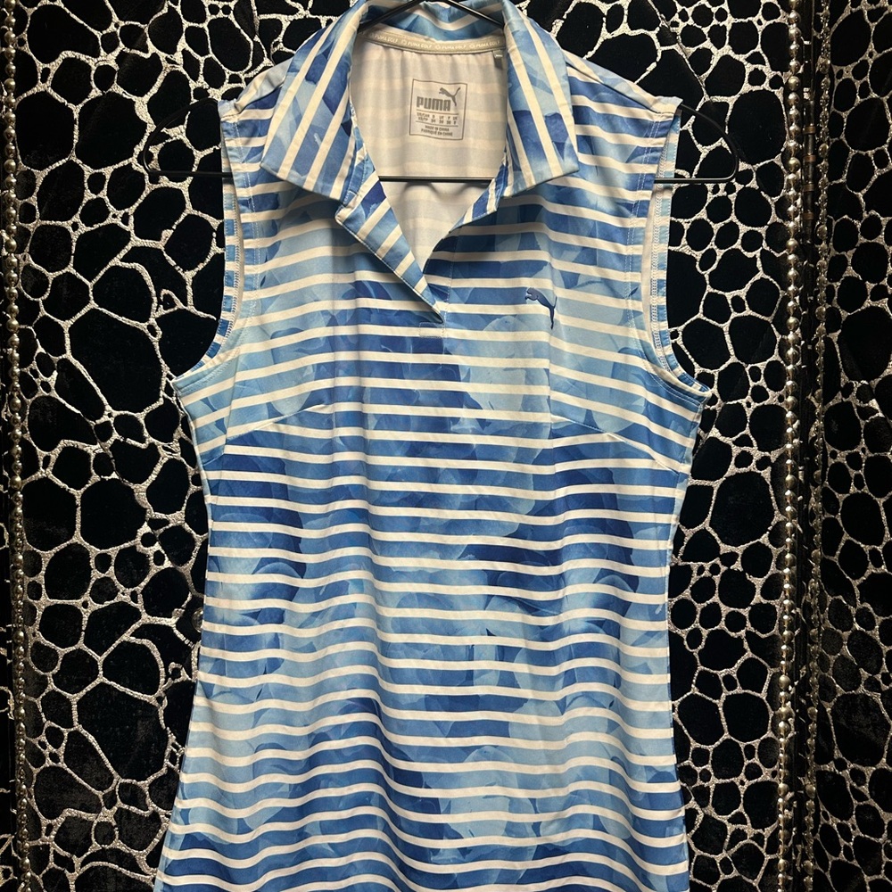 Puma Blue Sleeveless Button Down Shirt XS